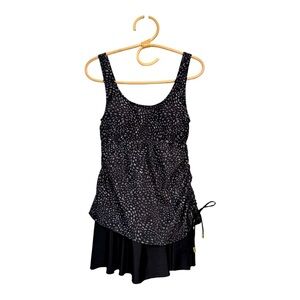 Shore Shapers Tummy Control Black Grey Swim Dress One Piece Ruched Tie Side S 8
